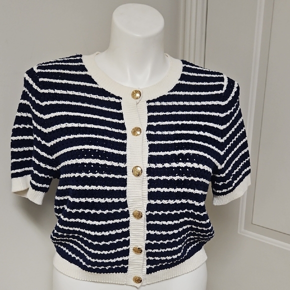 Nanette Lepore Sweaters - Classic Navy/Cream Striped Sweater